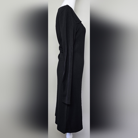 NWOT Black Cutout Bodycon Midi Dress LARGE - Picture 3 of 6